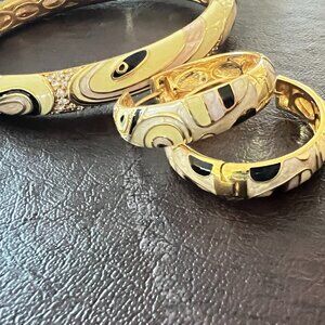 VTG LAUREN G ADAMS gold plated with rhinestones and enamel designer bracelet and